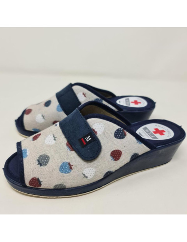 Zapatilla De casa Fresas Velcro  Mod  1168 Muyter