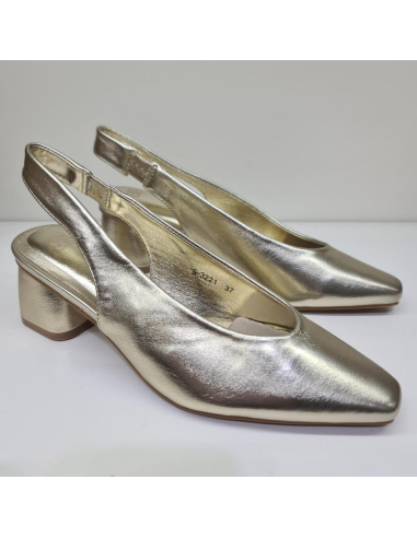 Stiletto Dorado Tacón Medio Buerarotti Mod S-3221