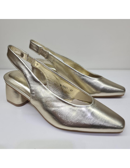 Stiletto Dorado Tacón Medio Buerarotti Mod S-3221