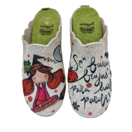 Zapatilla De Casa fieltro Vivant Bruja 