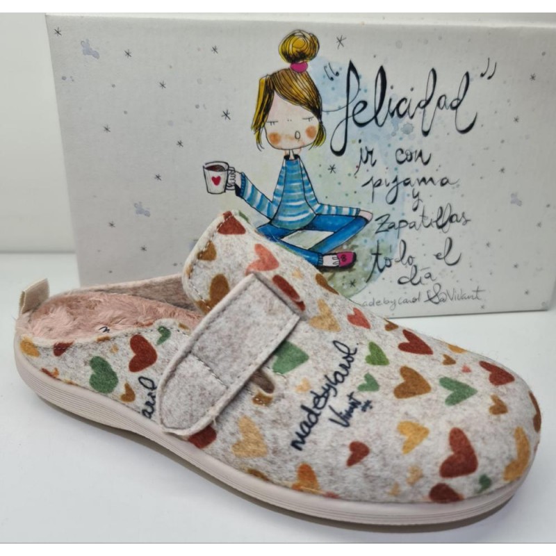 Zapatillas Fieltro Corazones Vivant