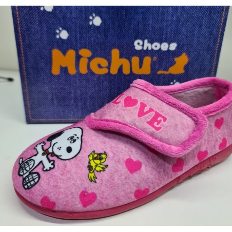 Zapatilla Velcro Perrito Y Pájaro Michu Mod 1708