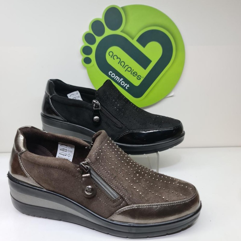 Zapato Casual Cremalleras Amarpies Mod Amd 25337