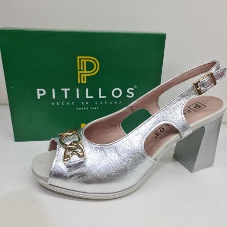 Zapato Plata Cadena Tacón Mod  5701 Pitillos