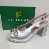 Zapato Plata Cadena Tacón Mod  5701 Pitillos