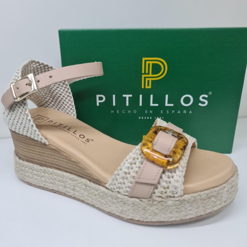 Cuña Pitillos Rafia Hebilla Nacar Mod 5524