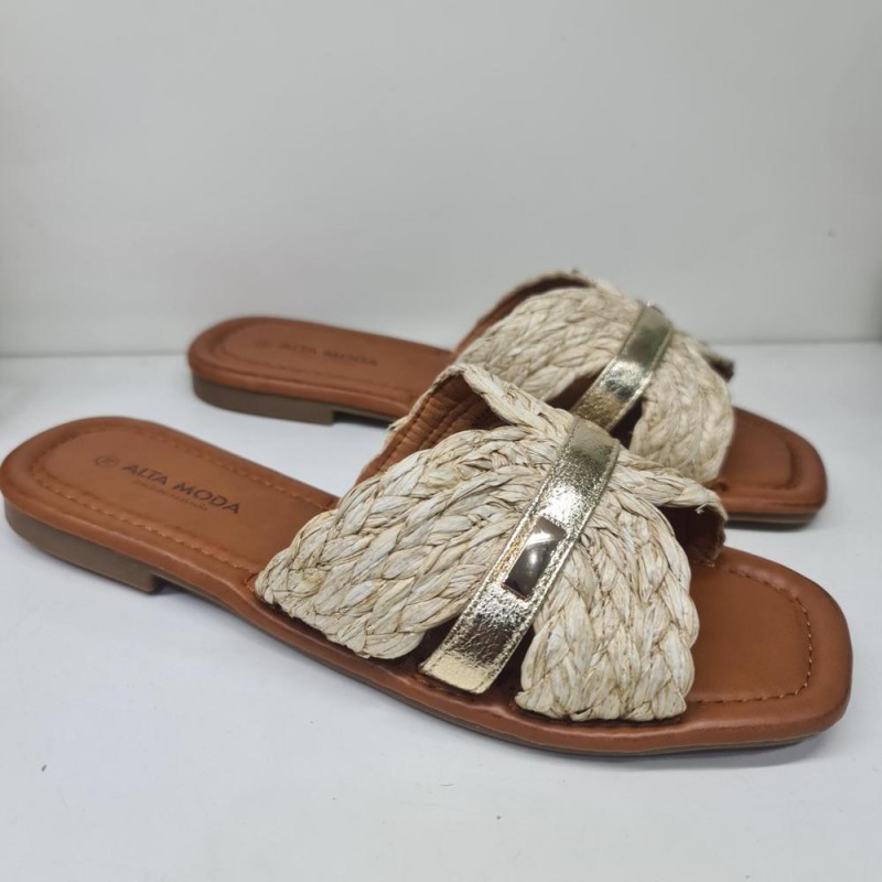 Sandalia Rafia  Mod  N5555 Alta Moda