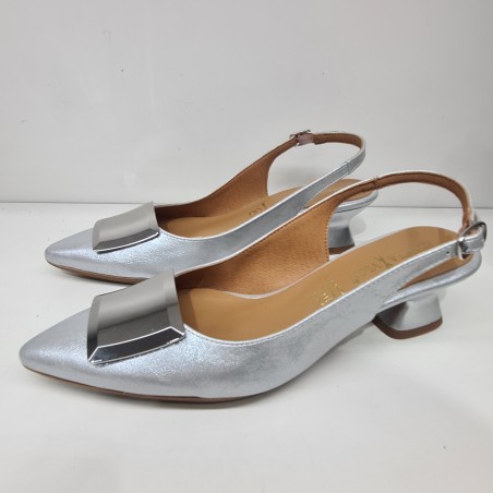 Stiletto Destalonado T.Bajo Daniela Veg 2628 Plata