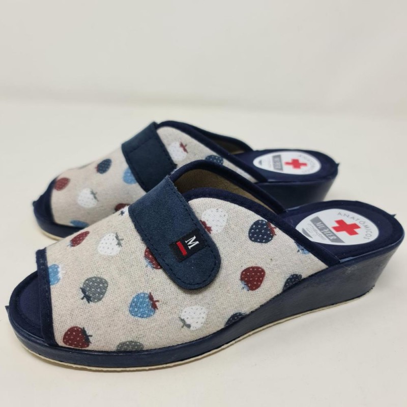 Zapatilla De casa Fresas Velcro  Mod  1168 Muyter