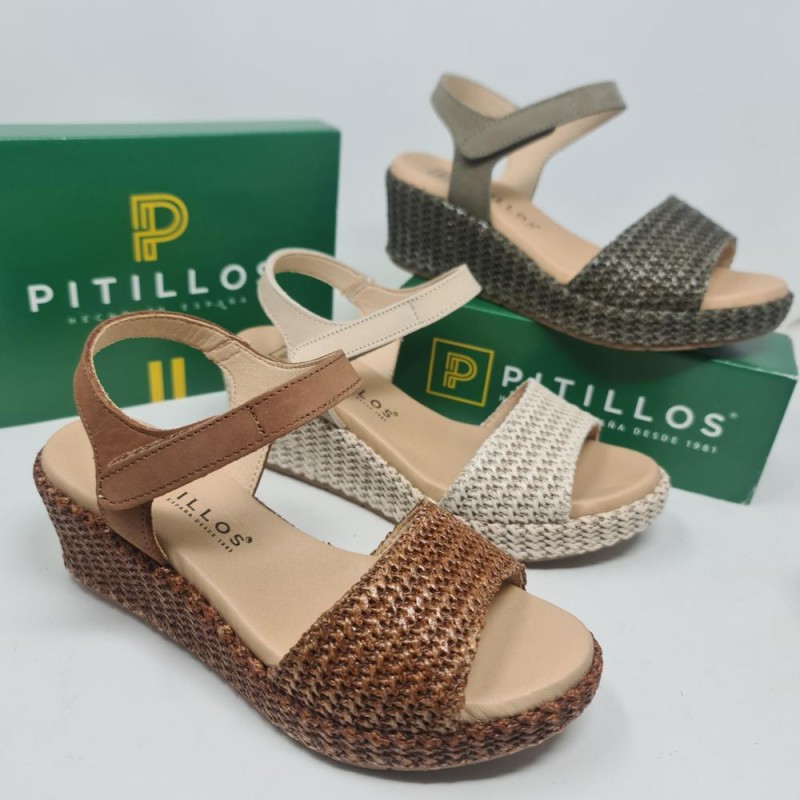 Sandalia Pitillos Cuña Rafia MOD 10561