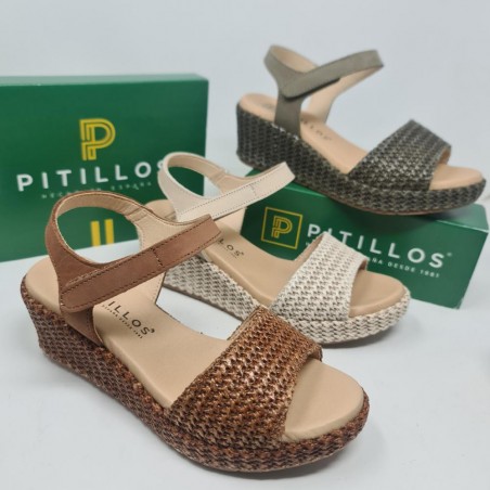 Sandalia Pitillos Cuña Rafia MOD 10561