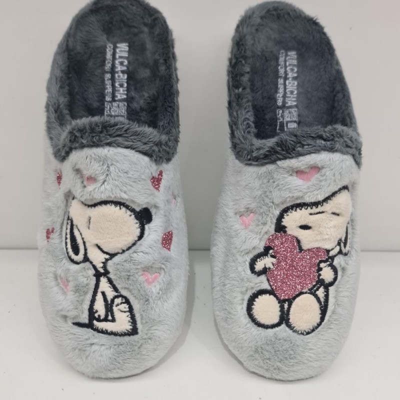 Zapatilla Perrito Corazón Gris Vulca Bicha