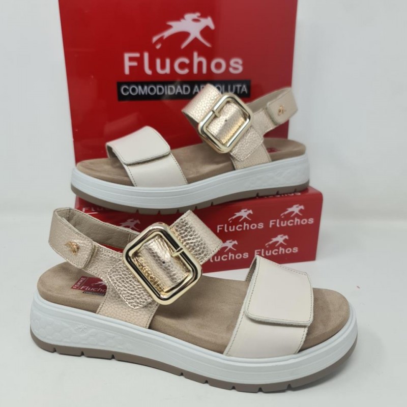 Sandalia Fluchos Tibet Aluminio Raw Platino F2166