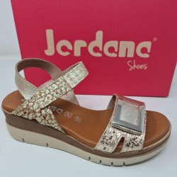 Sandalia Cuña velcro Jordana Mod 4630 Dorada 