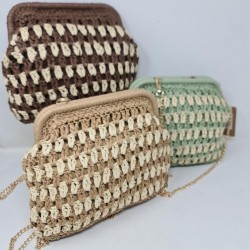 Bolso Mano Rafia Combinado3579