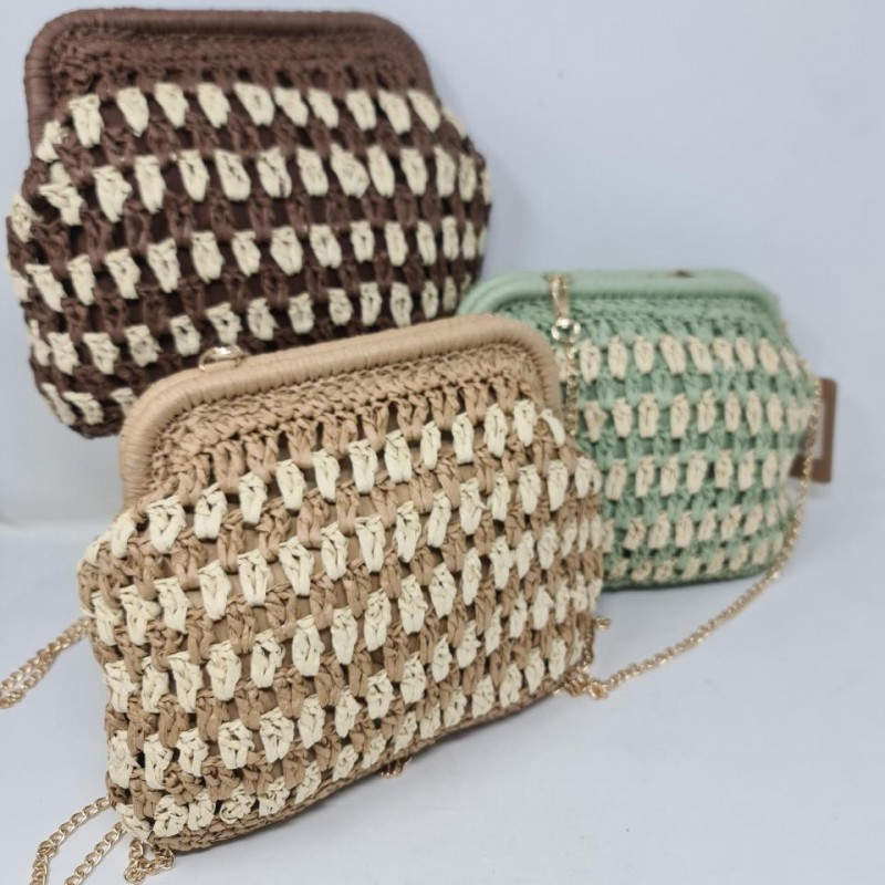 Bolso Mano Rafia Combinado3579