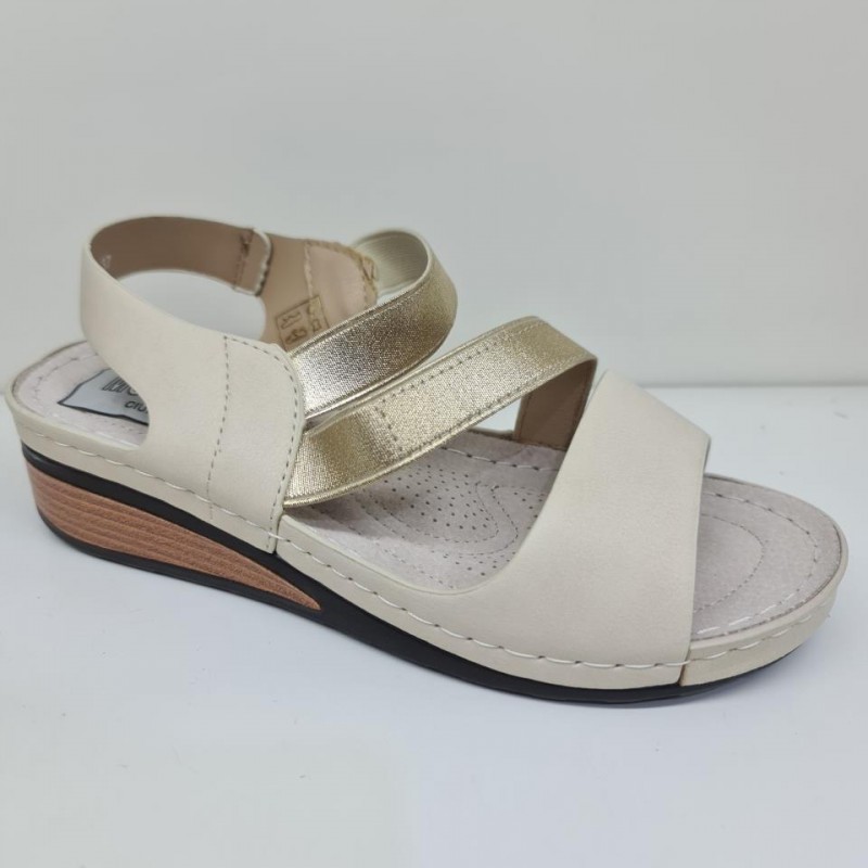 Sandalia Elástico Dorado H A Mod H5115