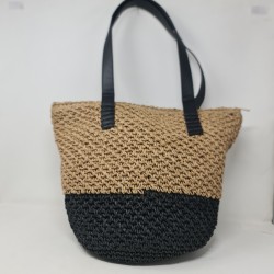 Tote Rafia Trenzada Bicolor...