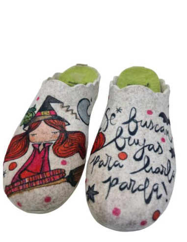 Zapatilla De Casa fieltro Vivant Bruja 