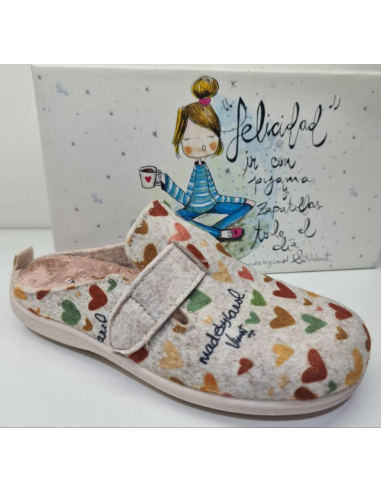 Zapatillas Fieltro Corazones Vivant
