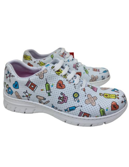 Zueco Dian Altea Estampado Blanco Picado