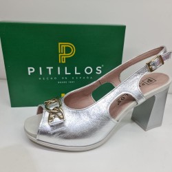 Zapato Plata Cadena Tacón Mod  5701 Pitillos