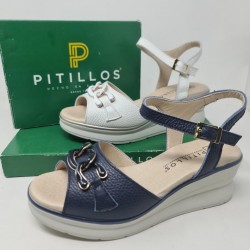 Sandalia Cuña Piel Pitillos Mod 11062